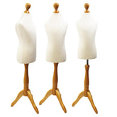 Children Kids Age 5-6 Years Tailors Dummy Mannequin, White Torso Bust with a Light Wood Tripod Stand